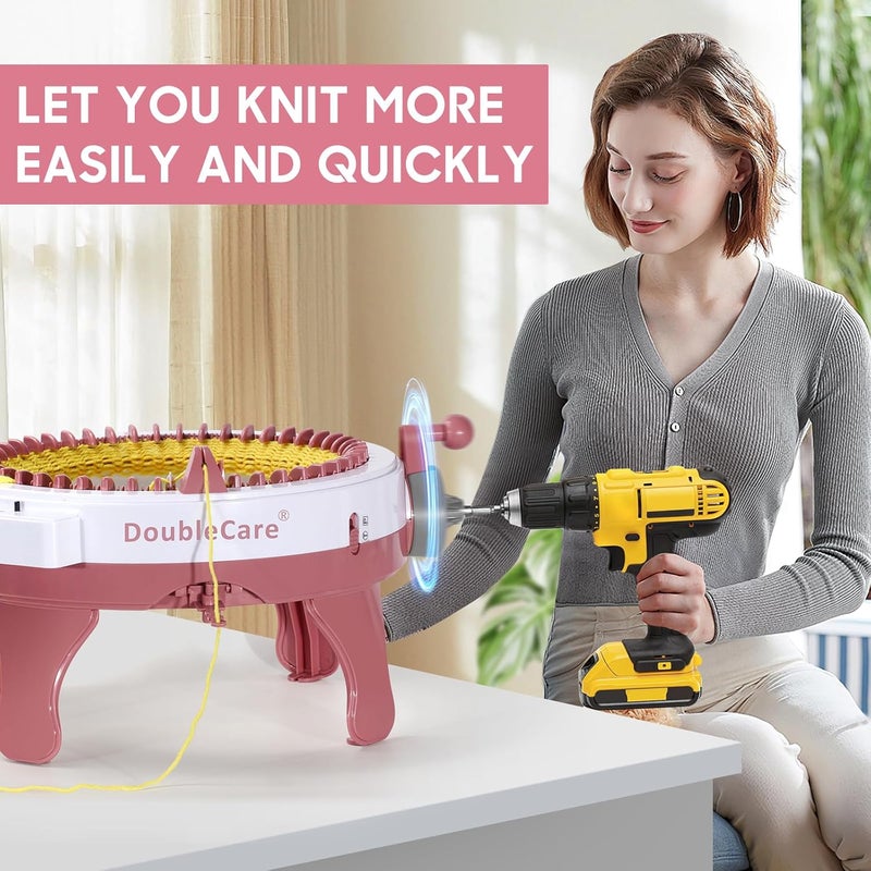 DoubleCare Knitting Machine Adapter, Quick Knit Machine Attachment with Hexagonal Steel Drill Electric Screwdriver, Compatible with 48/40/22 Needles, DIY Craft Fast Knitting Christmas Hats, Socks, Scarves. - Image 3